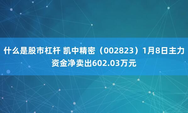 什么是股市杠杆 凯中精密（002823）1月8日主力资金净卖出602.03万元