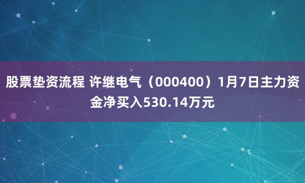 股票垫资流程 许继电气（000400）1月7日主力资金净买入530.14万元